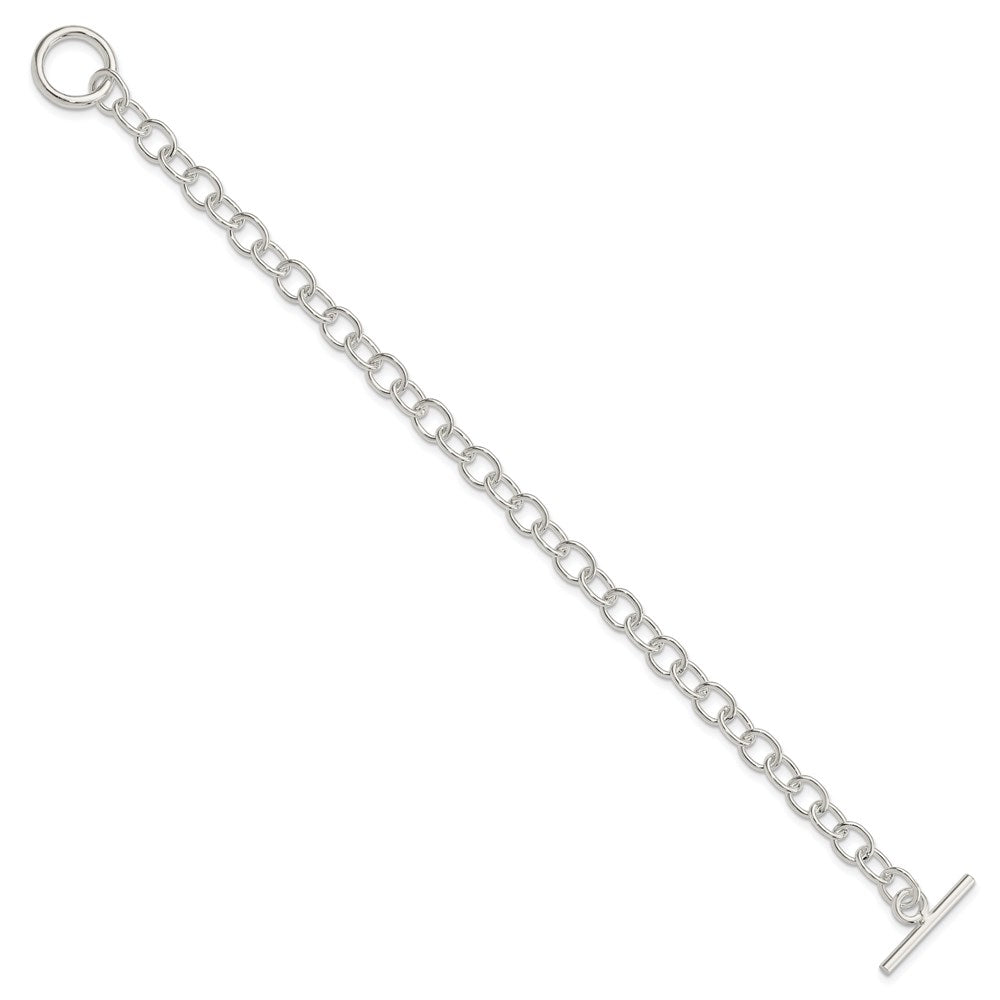 Sterling Silver Polished Fancy Link Toggle Bracelet QG3077-7.5