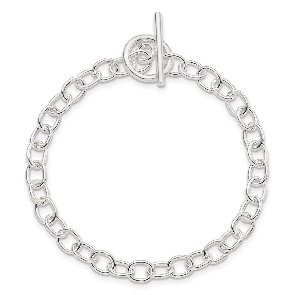 Sterling Silver Polished Fancy Link Toggle Bracelet QG3077-7.5