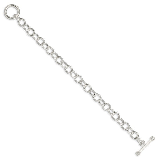 Sterling Silver Polished Fancy Link Toggle Bracelet QG3080-7.5