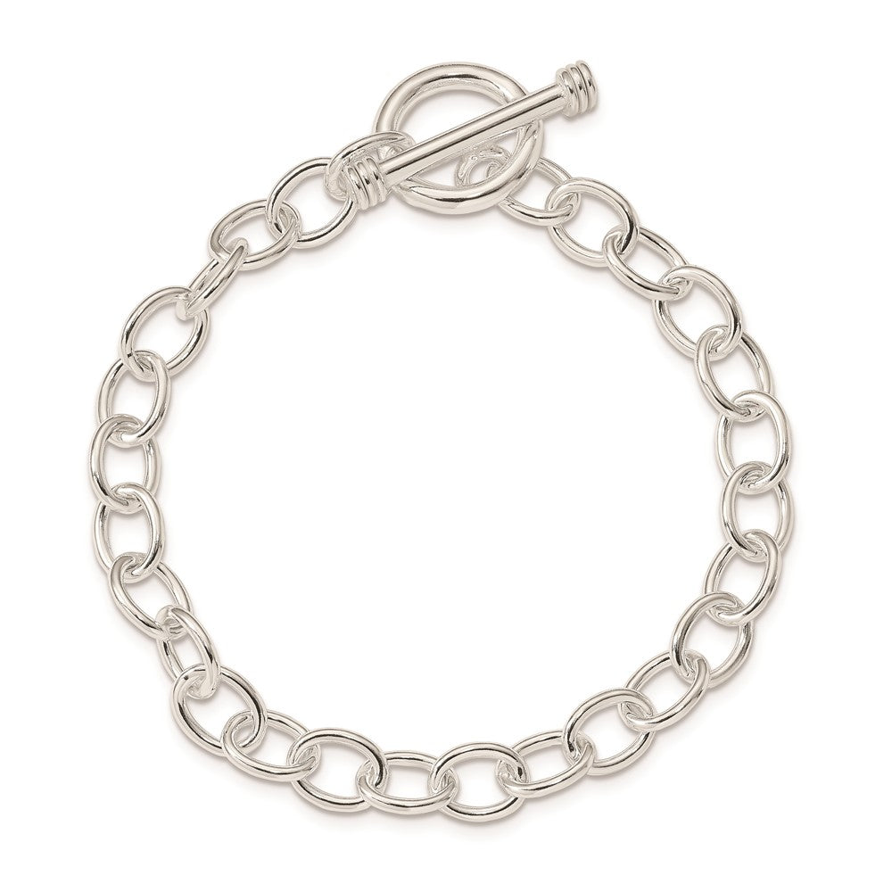 Sterling Silver Polished Fancy Link Toggle Bracelet QG3080-7.5