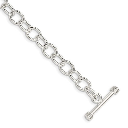 Sterling Silver Polished Fancy Link Toggle Bracelet QG3080-7.5