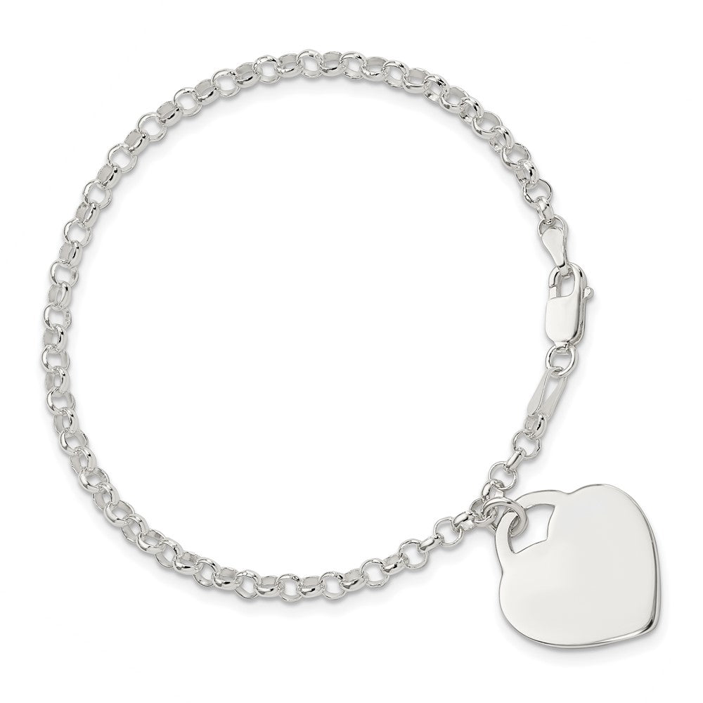 Sterling Silver Engraveable Heart Bracelet QG3087-7