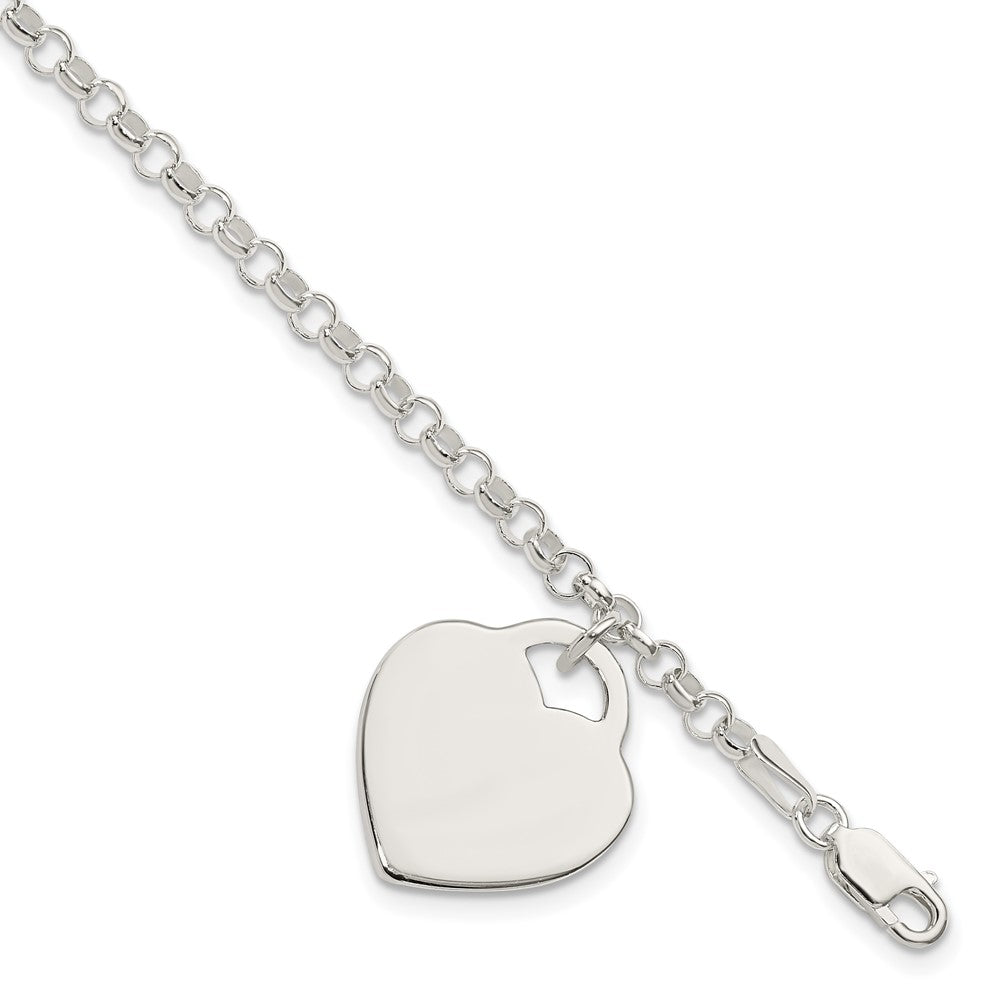 Sterling Silver Engraveable Heart Bracelet QG3087-7