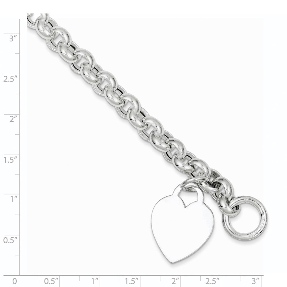 Sterling Silver Engraveable Heart Toggle Bracelet QG3088-7.5