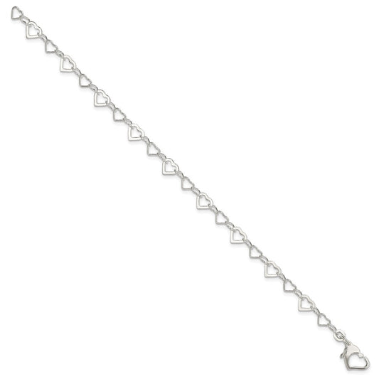 Sterling Silver Linked Heart Bracelet QG3089-7.5