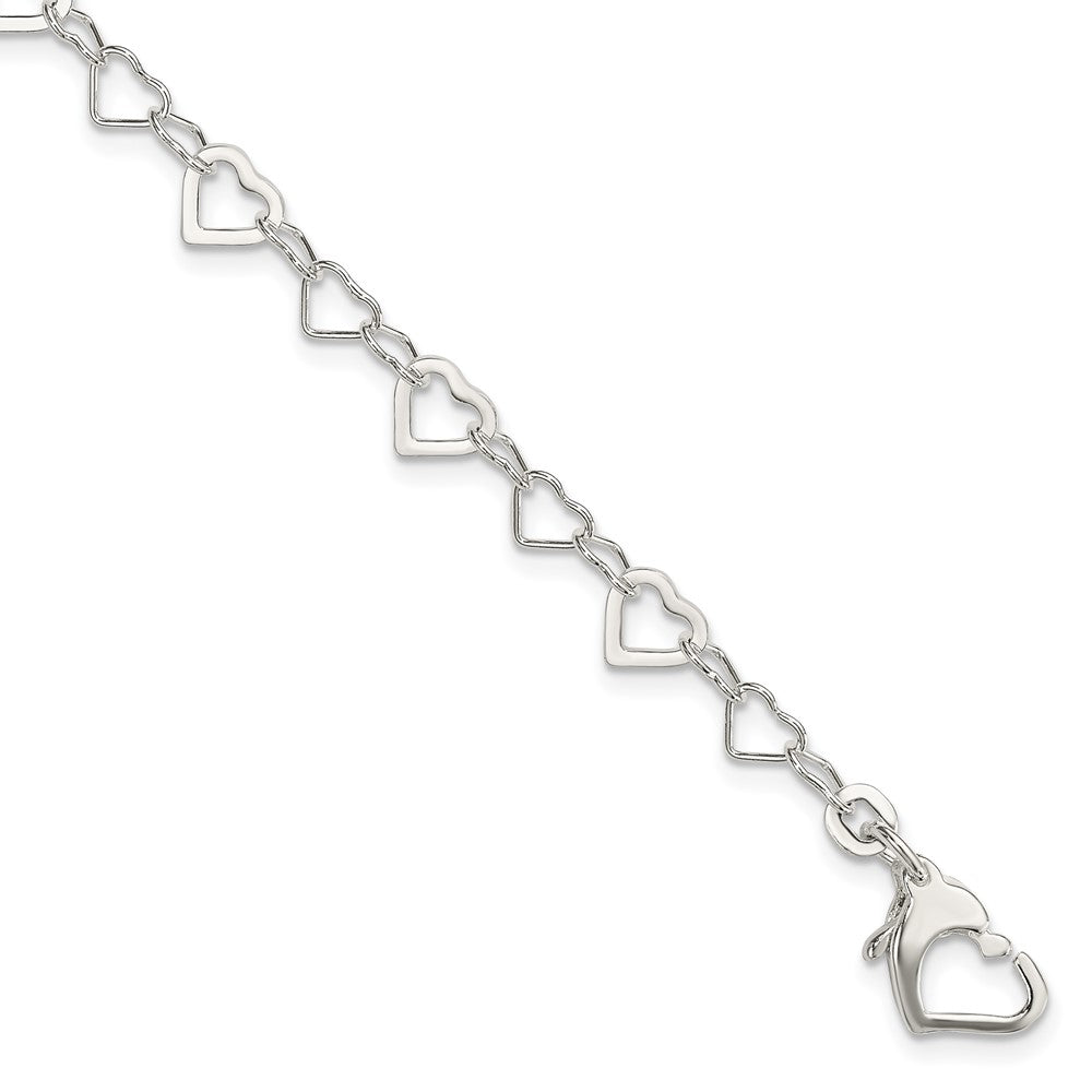 Sterling Silver Linked Heart Bracelet QG3089-7.5