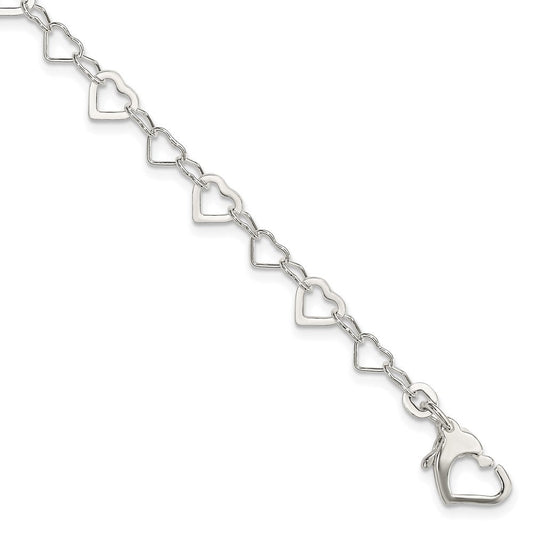 Sterling Silver Linked Heart Bracelet QG3089-7.5