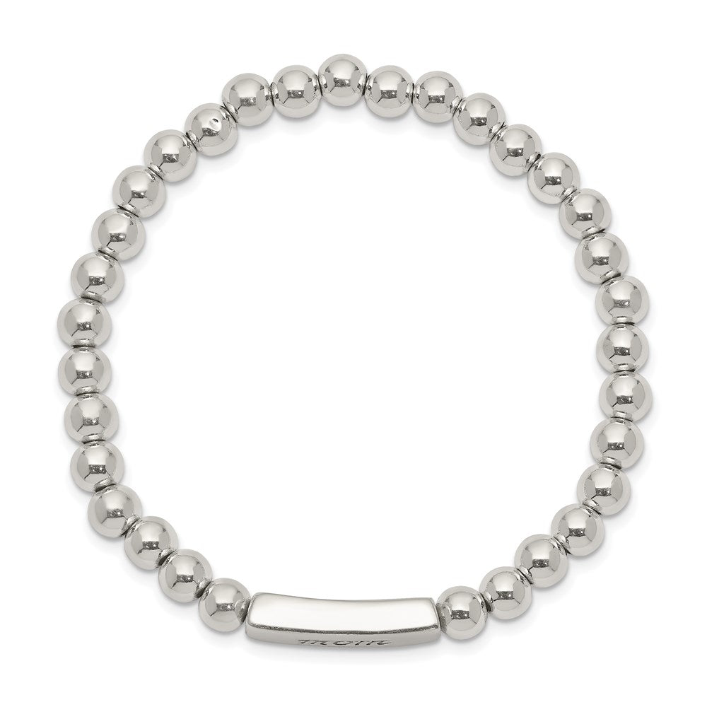 Sterling Silver Enameled MOM Stretch Bracelet QG3208