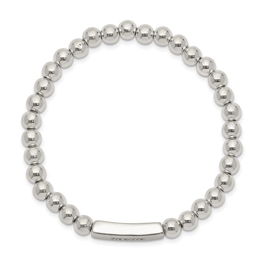 Sterling Silver Enameled MOM Stretch Bracelet QG3208