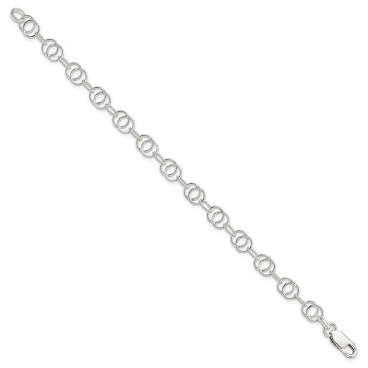 Sterling Silver Polished and Textured Fancy Bracelet QG3222-7.5