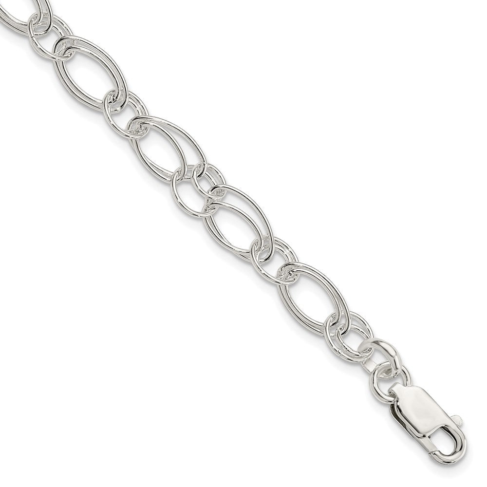 Sterling Silver Polished Oval Link Bracelet QG3225-7.5
