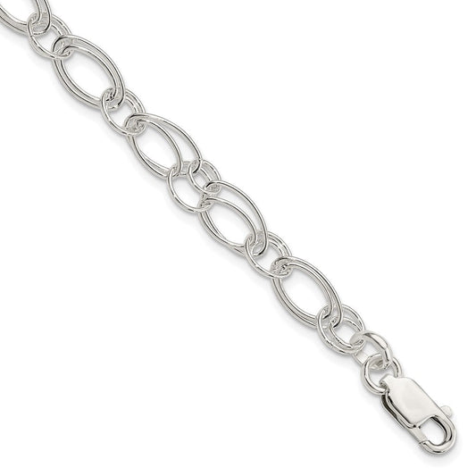 Sterling Silver Polished Oval Link Bracelet QG3225-7.5
