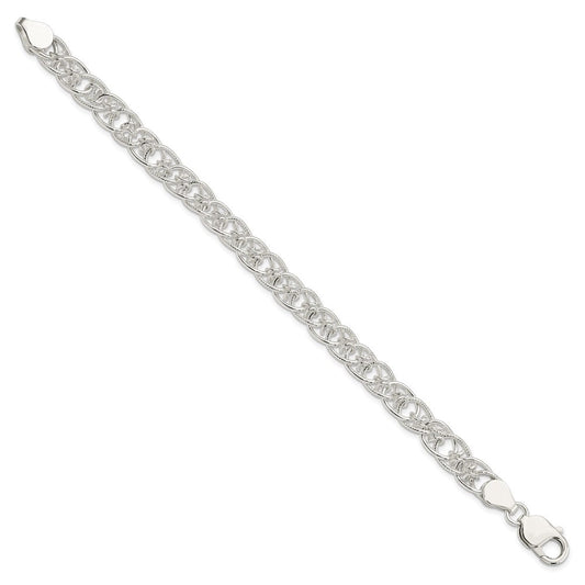 Sterling Silver Polished and Textured Fancy Bracelet QG3229-7.5
