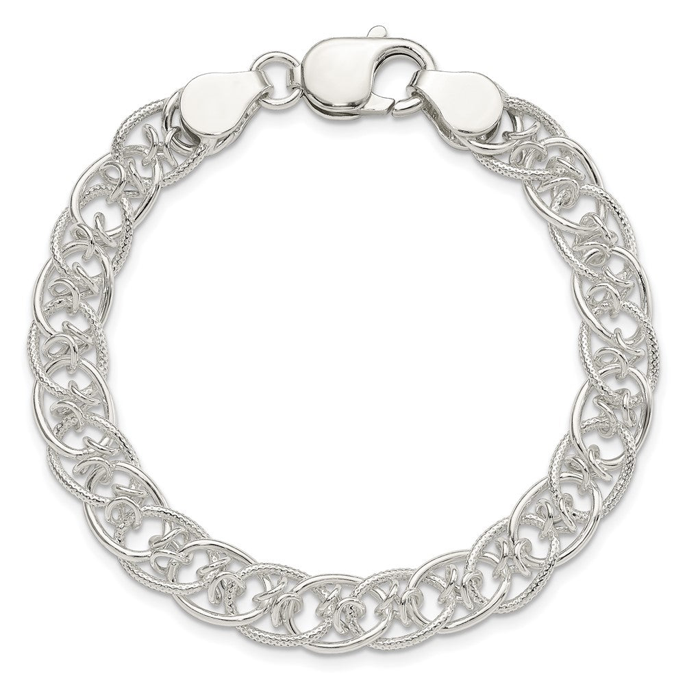 Sterling Silver Polished and Textured Fancy Bracelet QG3229-7.5