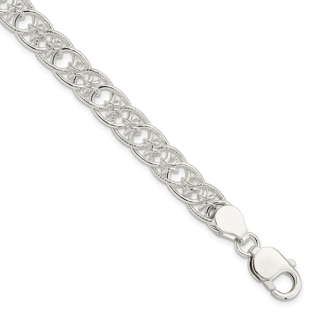Sterling Silver Polished and Textured Fancy Bracelet QG3229-7.5