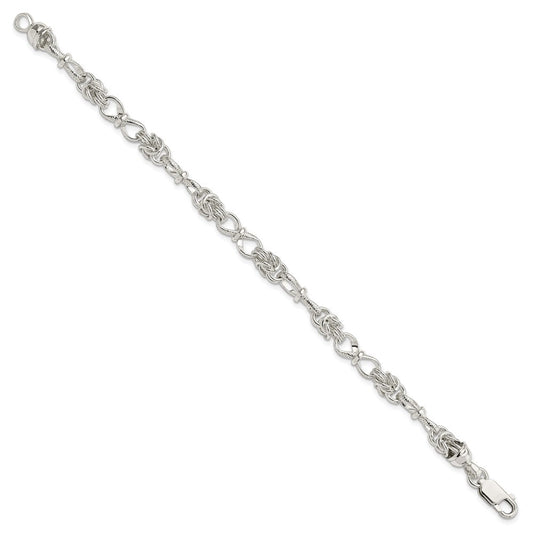 Sterling Silver Polished and Textured Fancy Bracelet QG3231-7.5