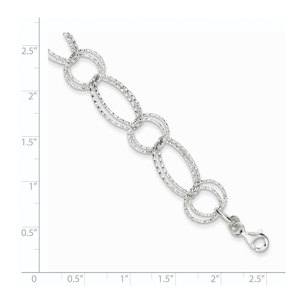 Sterling Silver Textured Double Link Bracelet QG3238-7