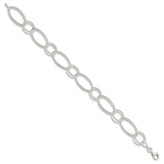 Sterling Silver Textured Double Link Bracelet QG3238-7