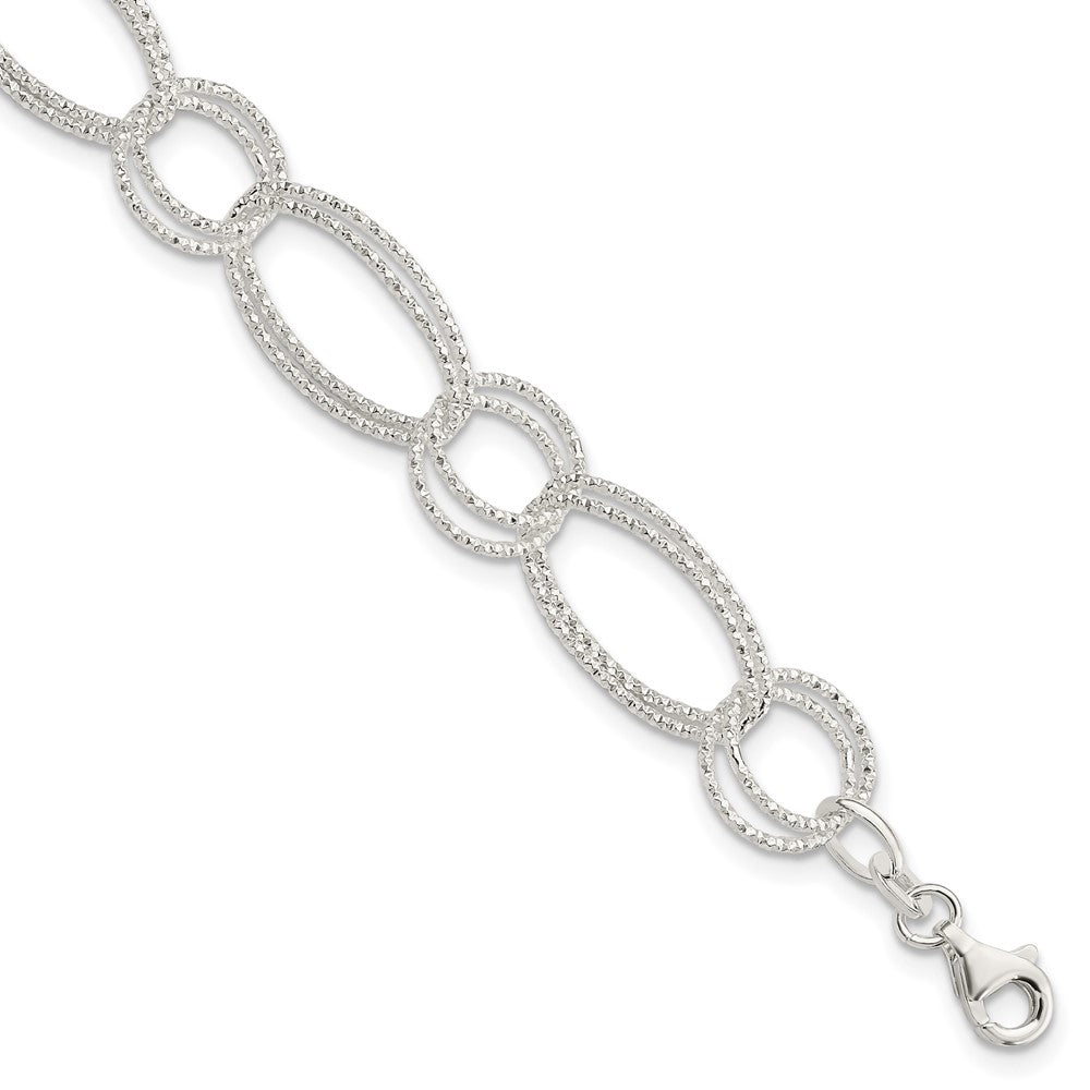Sterling Silver Textured Double Link Bracelet QG3238-7
