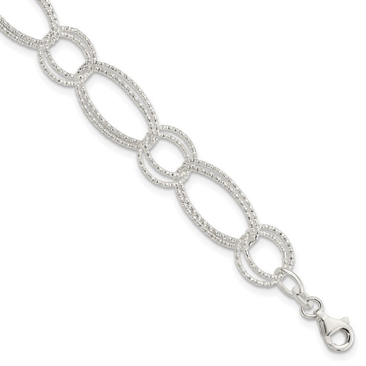 Sterling Silver Textured Double Link Bracelet QG3238-7