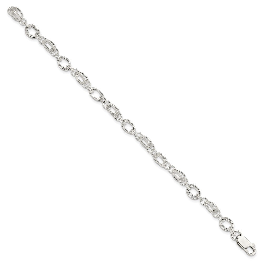 Sterling Silver Polished and Textured 5.5mm Fancy Bracelet QG3246-7.5