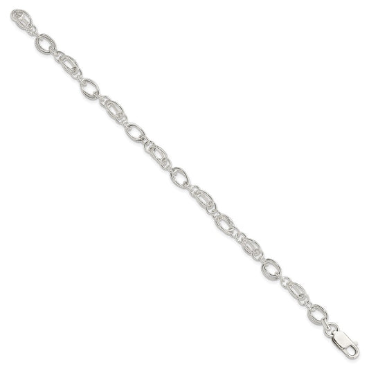 Sterling Silver Polished and Textured 5.5mm Fancy Bracelet QG3246-7.5