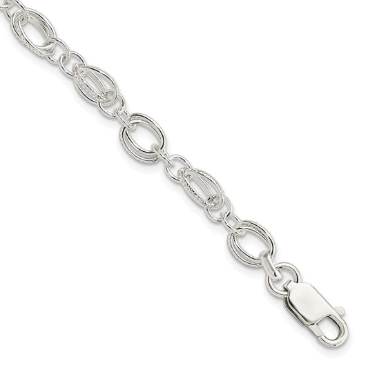 Sterling Silver Polished and Textured 5.5mm Fancy Bracelet QG3246-7.5