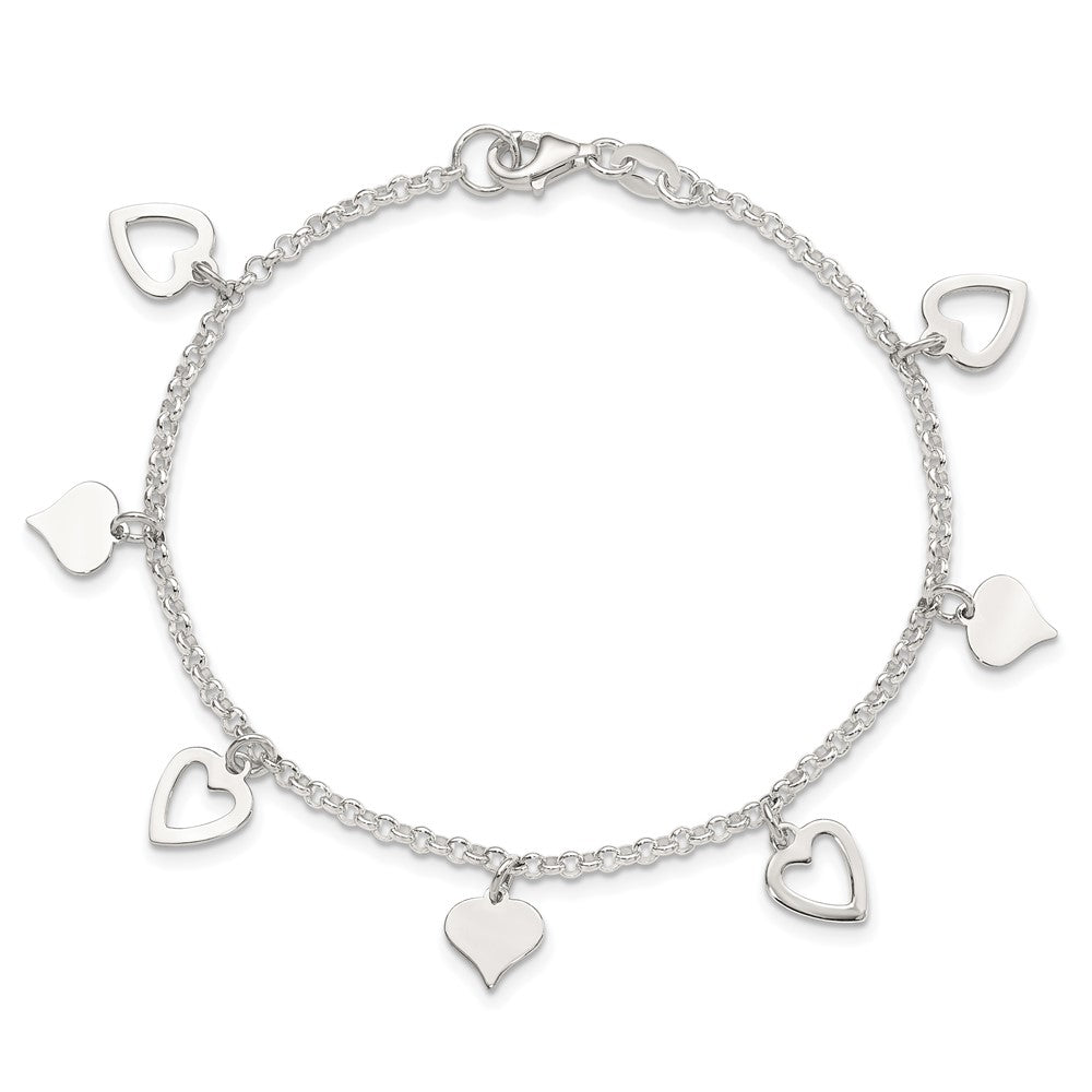 Sterling Silver Polished Heart Bracelet QG3262-7.5