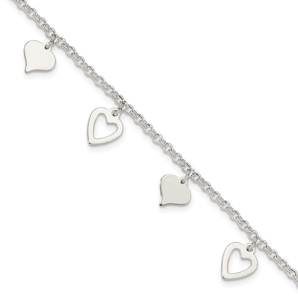Sterling Silver Polished Heart Bracelet QG3262-7.5