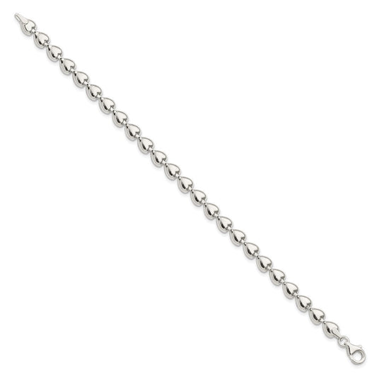 Sterling Silver Polished Heart Bracelet QG3265-7.5
