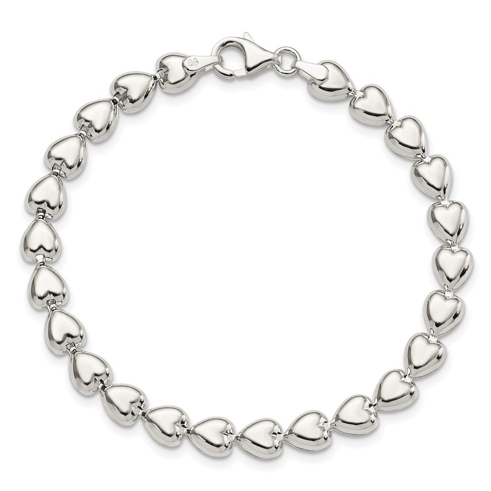 Sterling Silver Polished Heart Bracelet QG3265-7.5