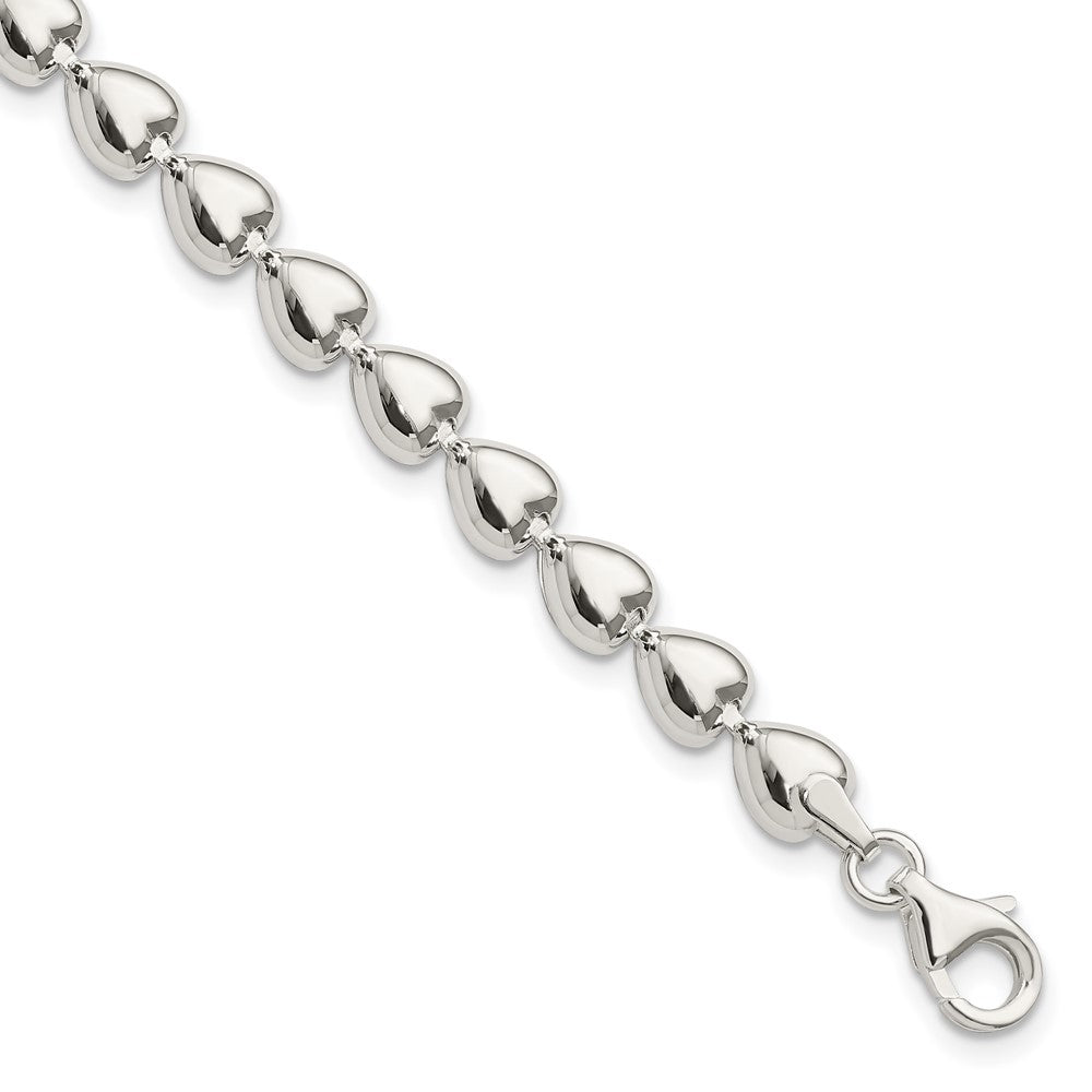 Sterling Silver Polished Heart Bracelet QG3265-7.5