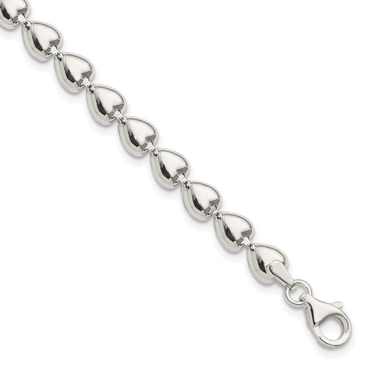 Sterling Silver Polished Heart Bracelet QG3265-7.5