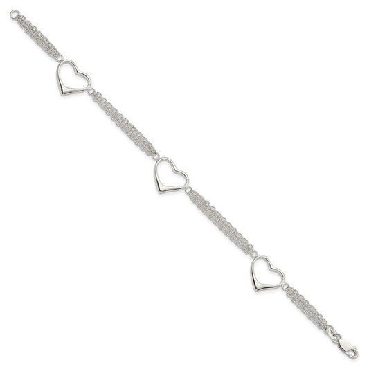 Sterling Silver Heart Bracelet QG3268-7.5