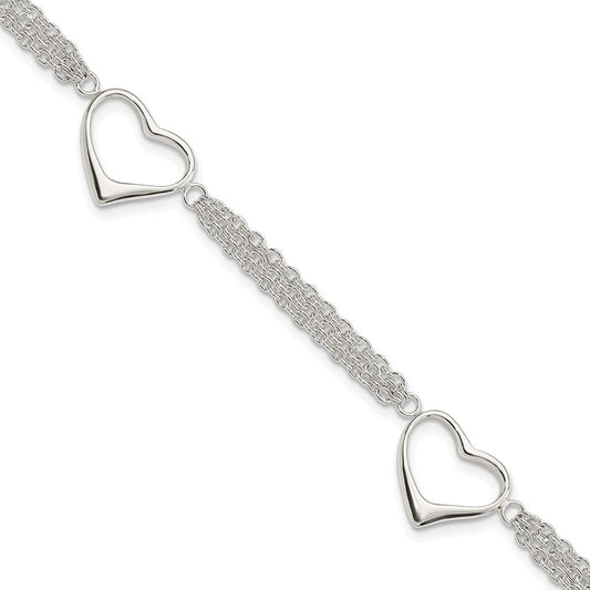 Sterling Silver Heart Bracelet QG3268-7.5
