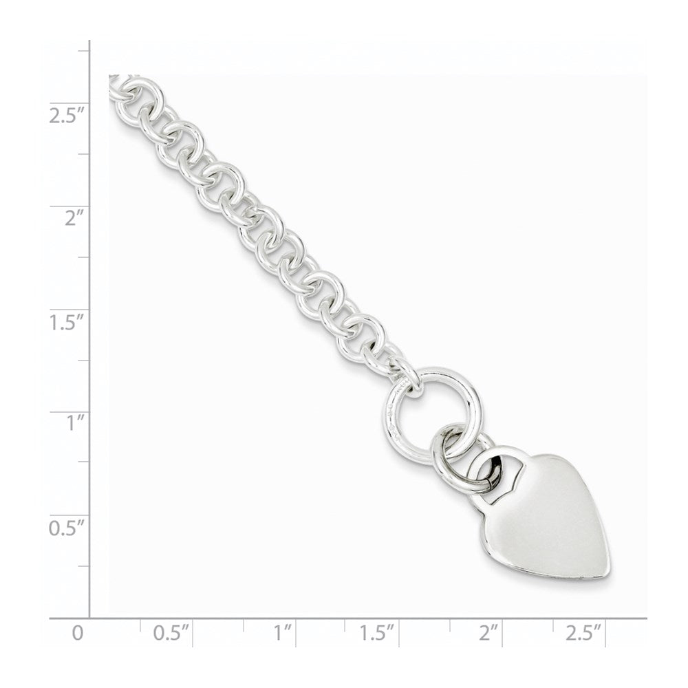 Sterling Silver Polished Heart Bracelet QG3274-7.5