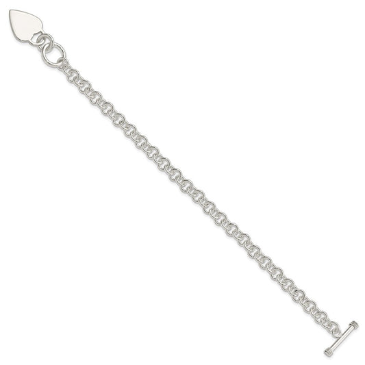 Sterling Silver Polished Heart Bracelet QG3274-7.5