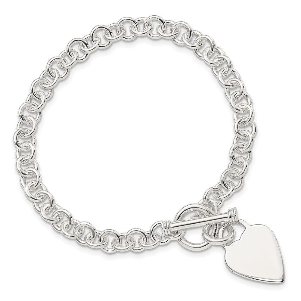 Sterling Silver Polished Heart Bracelet QG3274-7.5