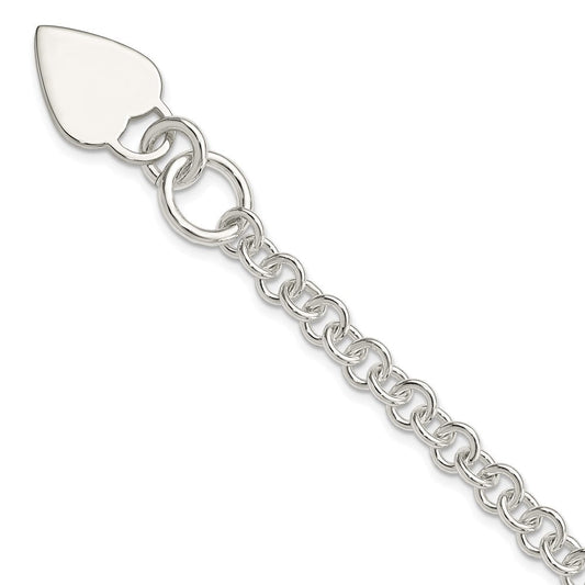 Sterling Silver Polished Heart Bracelet QG3274-7.5