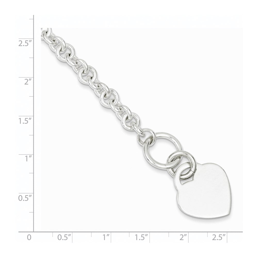 Sterling Silver Polished Engraveable Heart Bracelet QG3275-7.5
