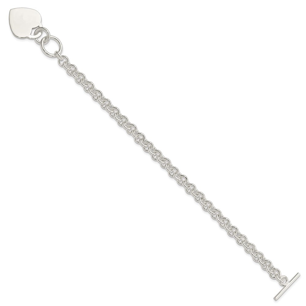 Sterling Silver Polished Engraveable Heart Bracelet QG3275-7.5