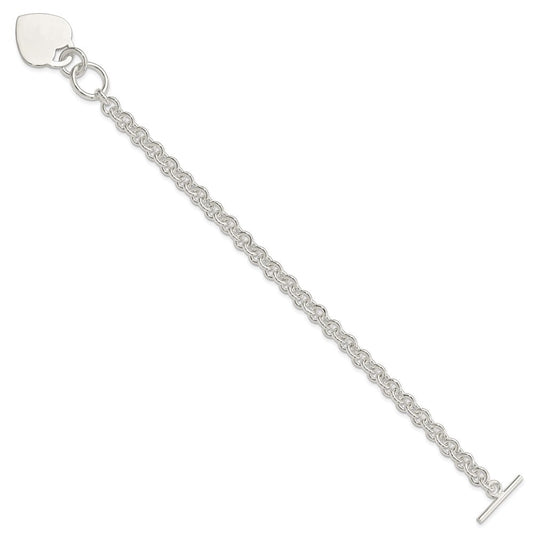 Sterling Silver Polished Engraveable Heart Bracelet QG3275-7.5