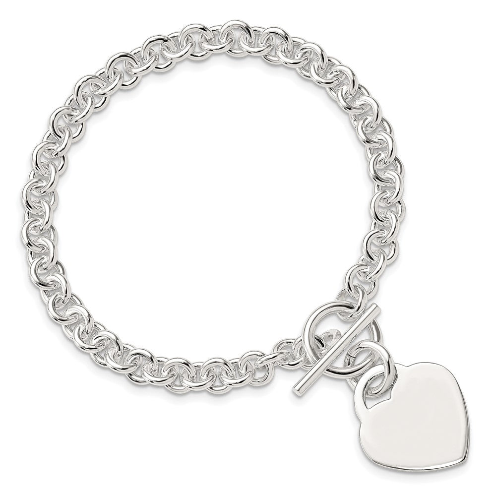 Sterling Silver Polished Engraveable Heart Bracelet QG3275-7.5