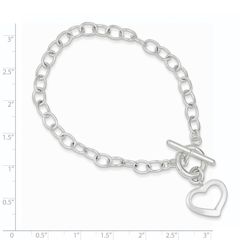 Sterling Silver Open Link Heart Bracelet QG3278-7.5