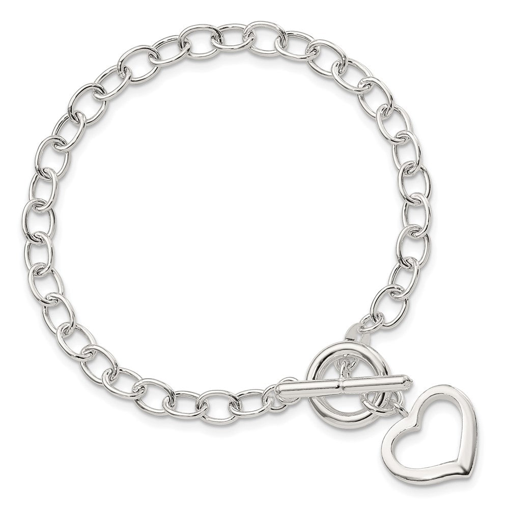 Sterling Silver Open Link Heart Bracelet QG3278-7.5