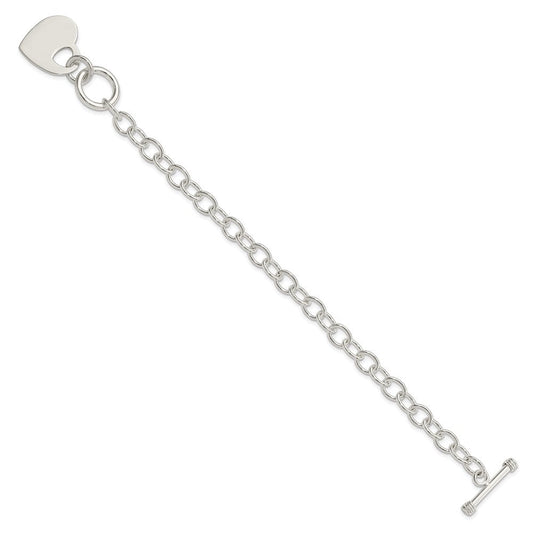 Sterling Silver Polished Engraveable Heart Bracelet QG3279-7.5