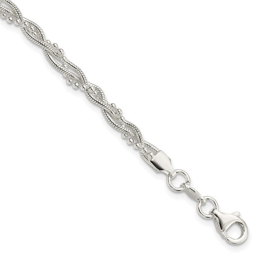 Sterling Silver Fancy Braided Bracelet QG3299-7.5