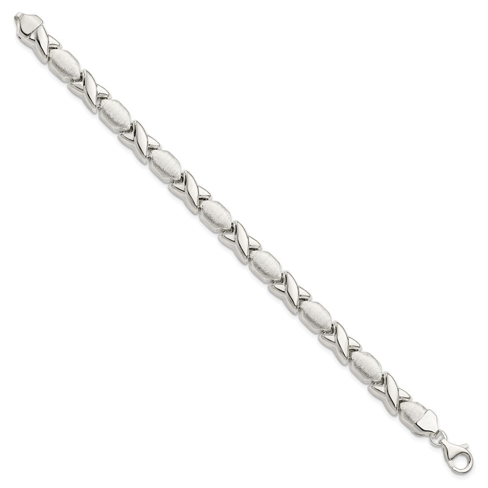 Sterling Silver Polished and Satin X and O Bracelet QG3307-7
