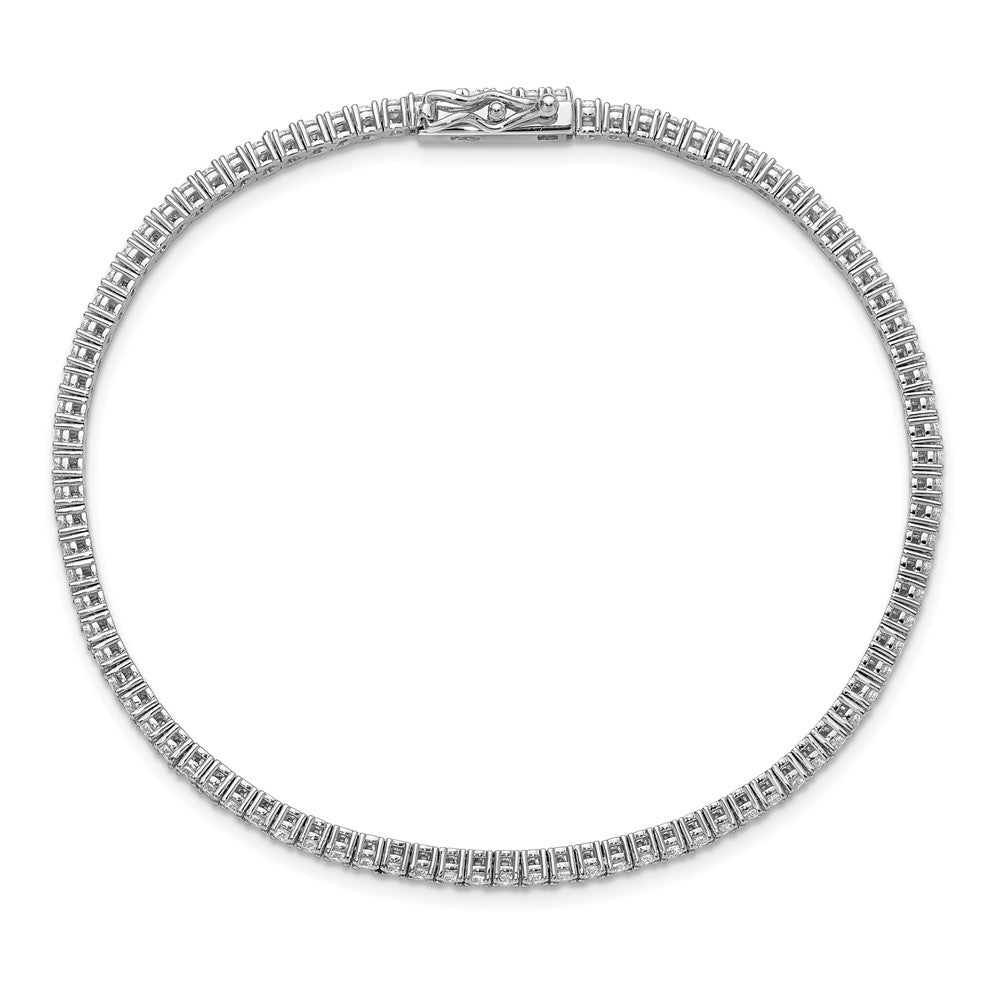 Sterling Shimmer Sterling Silver Rhodium-plated 2mm CZ 93 Stone 8 inch Bracelet QG3485-8