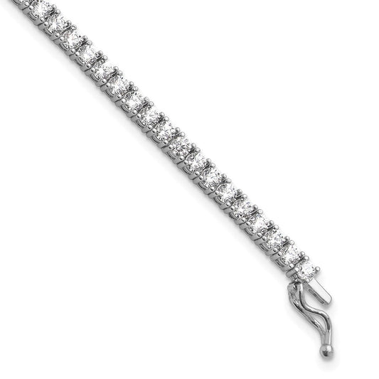 Sterling Shimmer Sterling Silver Rhodium-plated 2.5mm CZ 68 Stone 7 inch Bracelet QG3487-7